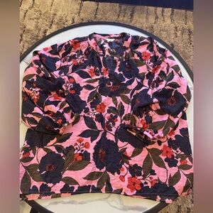 Caslon Plus Size Pink and Black Floral Top